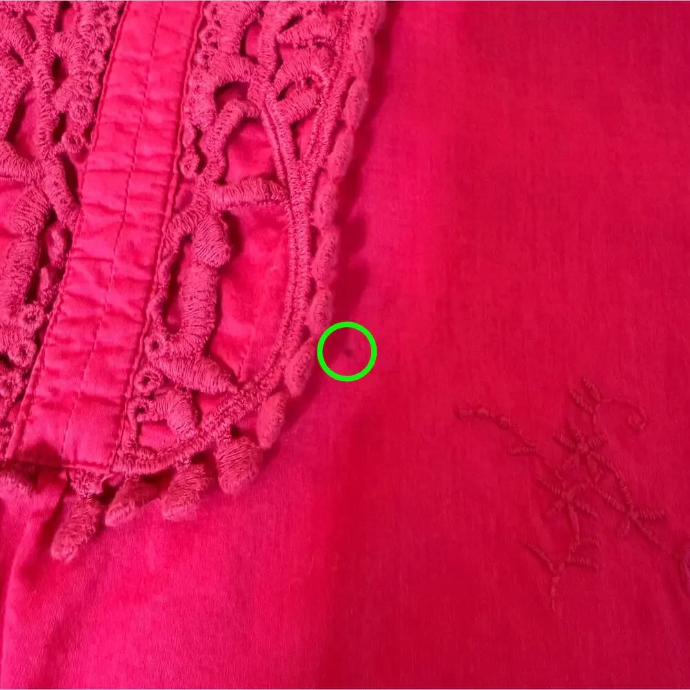 Motto Crochet V Neck Tunic Top Womens 3X Pink Boho Peasant Plus Size Festival